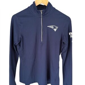 New England Patriots Womens Navy Quarter-Zip Long Sleeve Pullover Size Medium